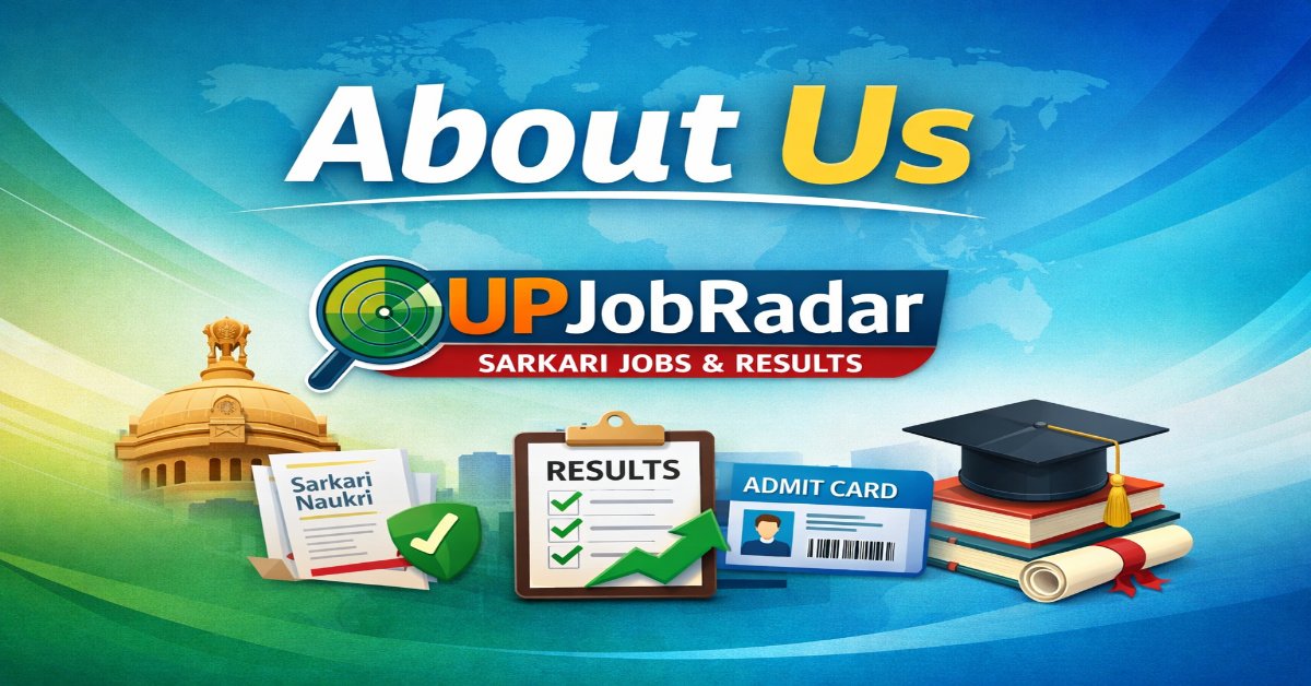 UPJobRadar About Us page showing Sarkari jobs, results, admit card and education updates platform