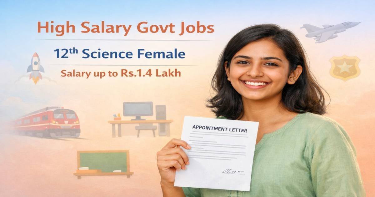 High Salary Government Jobs After 12th Science Female 2026 - Updated High salary government jobs after 12th science female - ISRO, Air Force, Railway, SSC, Police, Teacher vacancies 2026