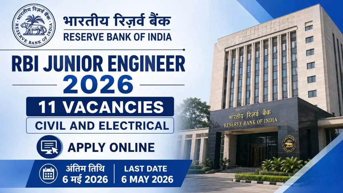 RBI Junior Engineer 2026 recruitment, apply online on rbi.org.in, last date 6 May 2026