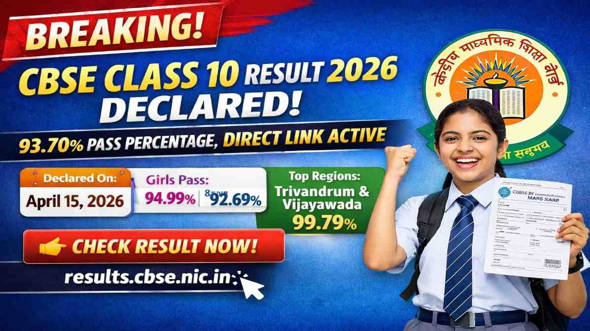 CBSE Result 2026 Official Update – Result declared on April 15, 93.70% pass percentage