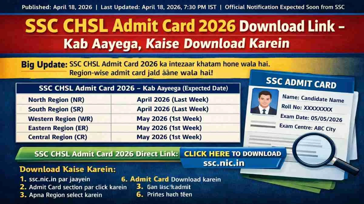 SSC CHSL Admit Card 2026 download link direct from ssc.nic.in