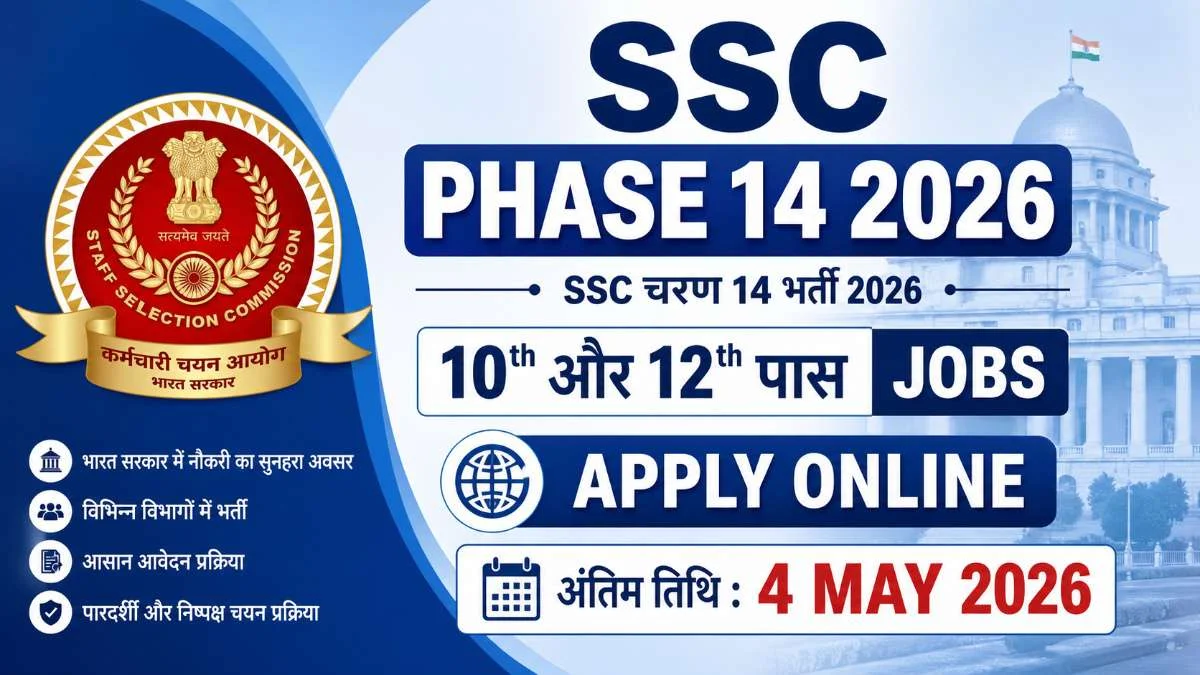 SSC Phase 14 2026 recruitment for 10th and 12th pass candidates, apply online on ssc.gov.in, last date 4 May 2026
