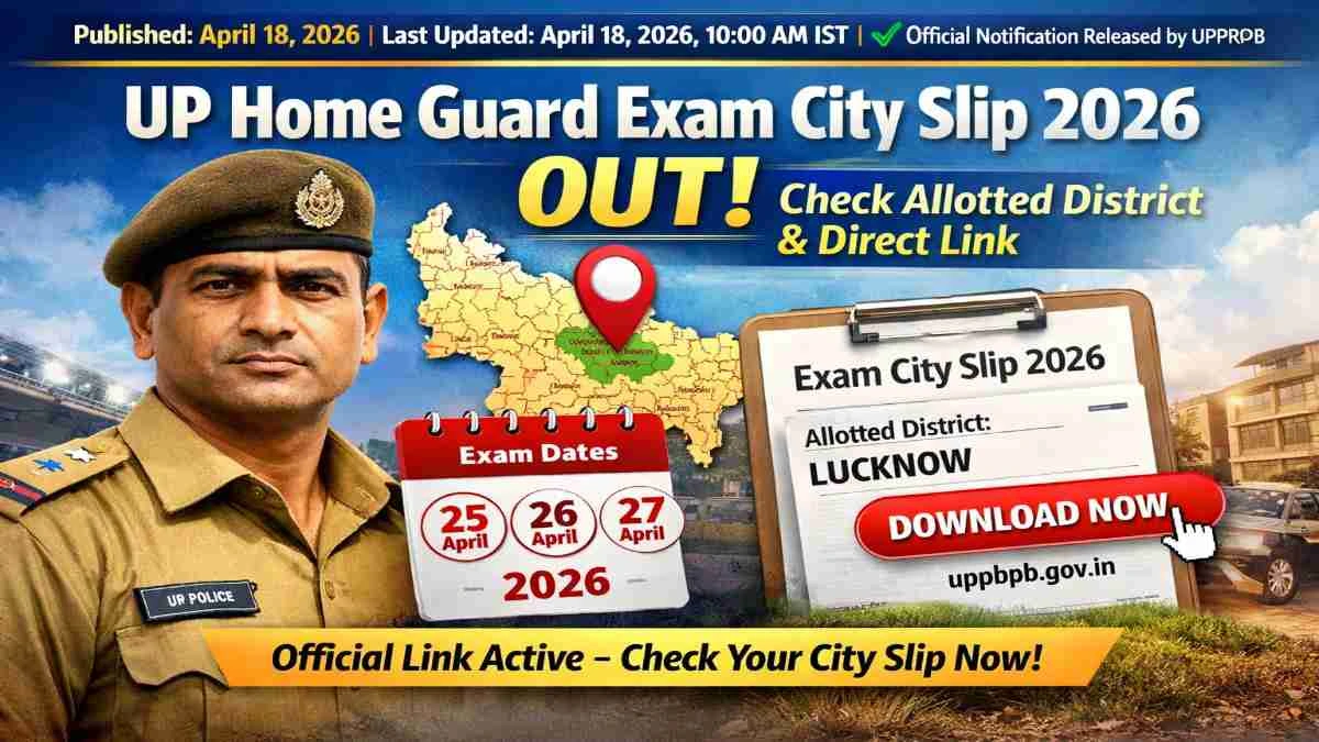 UP Home Guard Exam City Slip 2026 check allotted district online