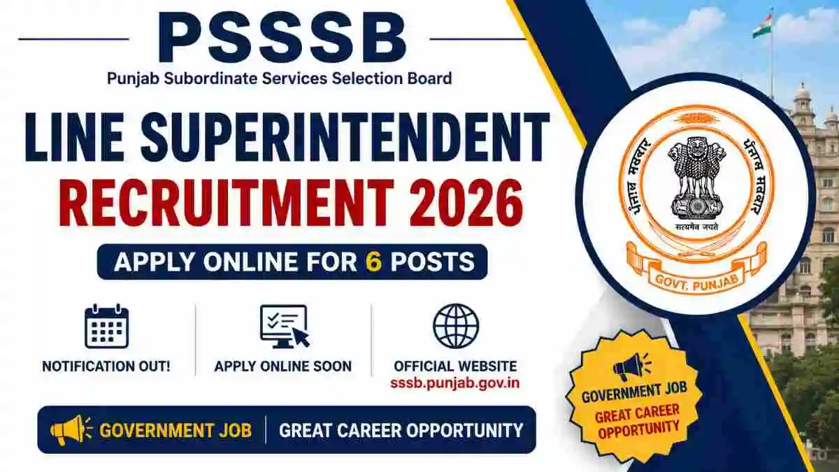 PSSSB Line Superintendent Recruitment 2026 Punjab