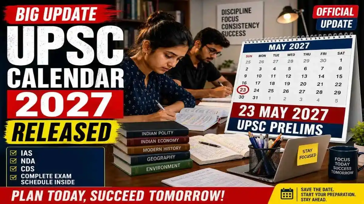 UPSC Calendar 2027 showing IAS Prelims NDA CDS and complete UPSC exam dates