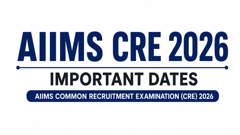 AIIMS CRE 2026 Important Dates – Last Date 3 July 2026, CBT Exam 25-27 July, Admit Card