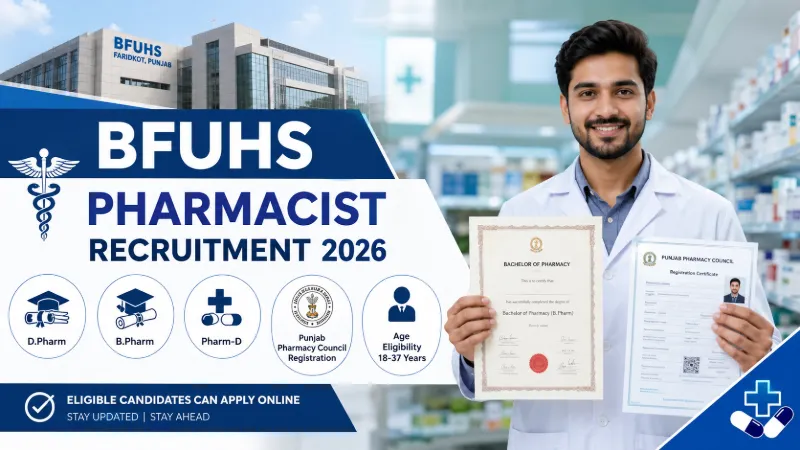 BFUHS Pharmacist Recruitment 2026 eligibility criteria, including pharmacy qualification and registration requirements
