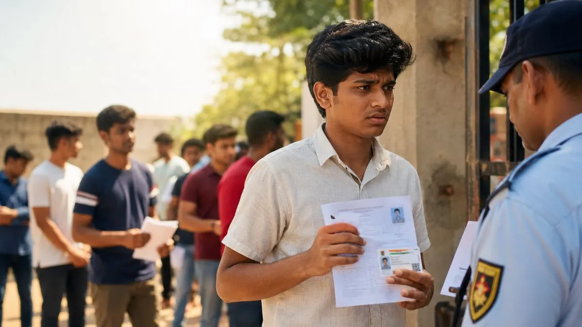 Exam day checklist 2026 with admit card, Aadhaar card, pen and banned items like mobile phone and smart watch as per NTA rules