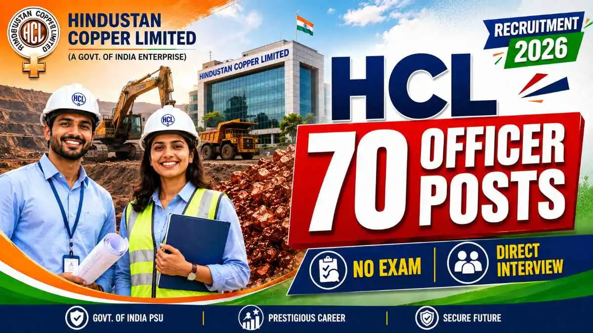 HCL Recruitment 2026 Notification: Hindustan Copper Limited 70 Officer E2 E3 E4 Posts, Salary 64 Lakh CTC, Last Date 25 June 2026, Direct Interview No Exam