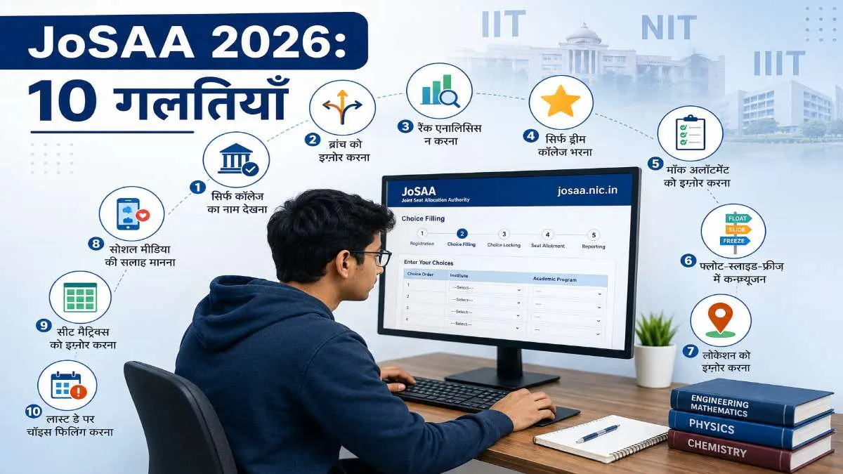 JoSAA Counselling 2026 choice filling mistakes – 10 galtiyan jo IIT NIT seat chheen sakti hain