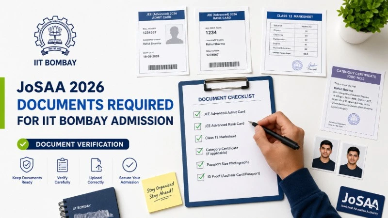 JoSAA 2026 Document Verification Process at IIT Bombay for CSE Admission with Required Certificates