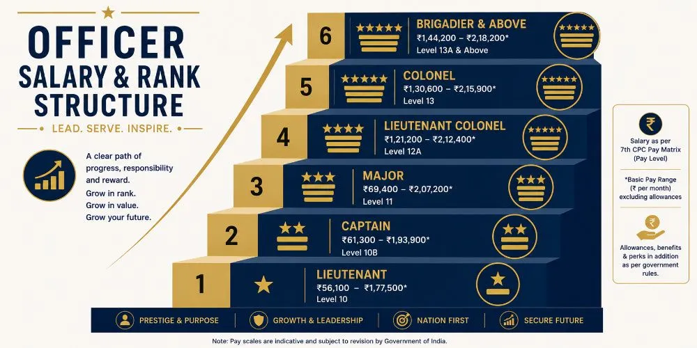 Defence officer salary and rank structure NDA CDS AFCAT