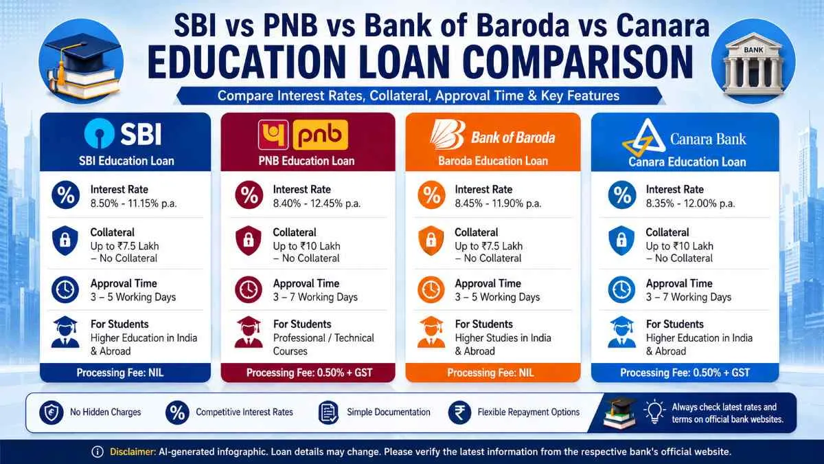SBI PNB BOB Canara Education Loan Comparison SBI PNB Bank of Baroda Canara Education Loan Comparison