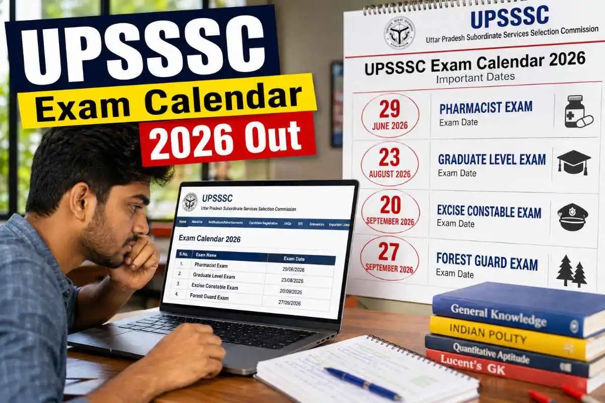 UPSSSC Exam Calendar 2026 OUT - Official mains exam dates for Pharmacist, Graduate Level, Excise Constable, Forest Guard released