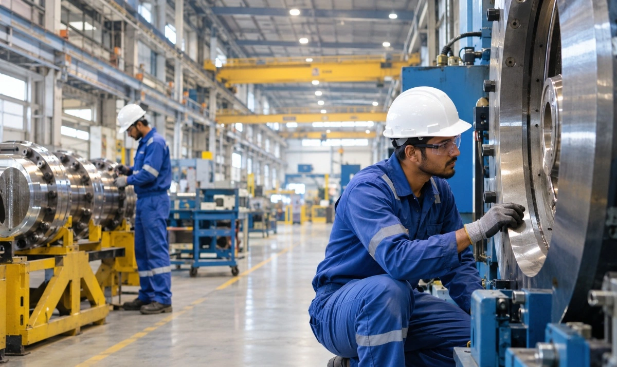 Industrial technicians working in a heavy engineering factory for BHEL Artisan Recruitment 2027.