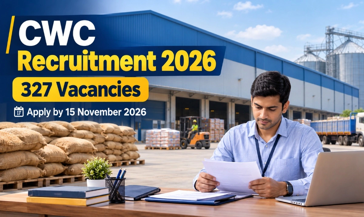 CWC Recruitment 2026 featured image showing warehouse operations and 327 recruitment vacancies