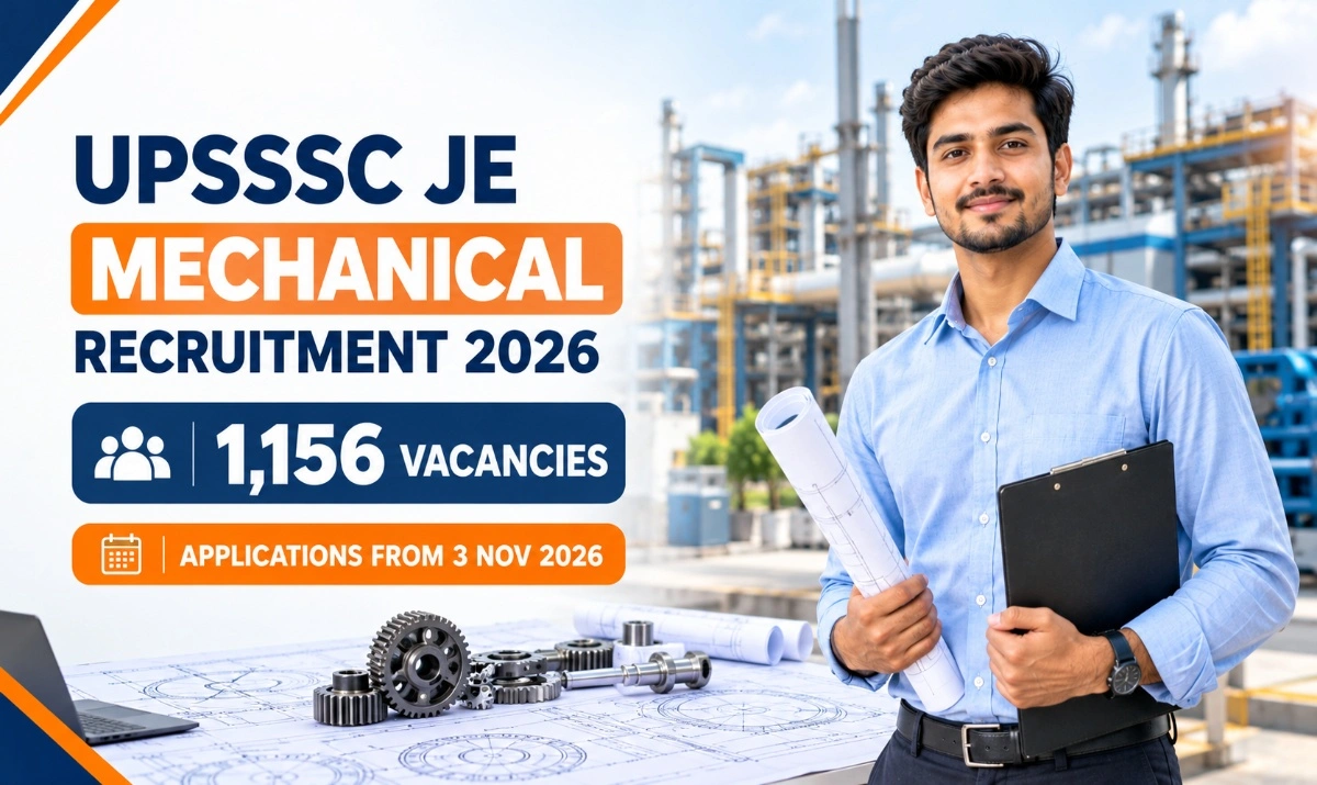 UPSSSC JE Mechanical Recruitment 2026 with 1,156 vacancies